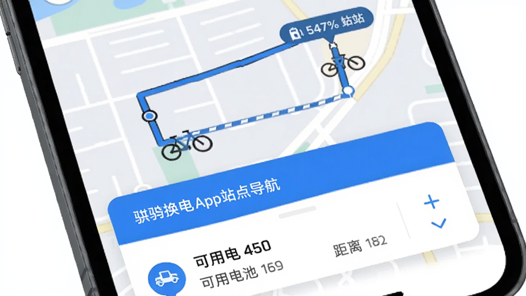 ��������Appվ�㵼�����棬�ֻ���Ļ��ʾ��ͼ·�߹滮�����Ϊ��ǰλ���յ�Ϊ����վ����;������·�߱�ע���ײ�����վ�����鿨Ƭ��ʾ���õ�������;��룬������ɫ������ƽ�ִ������������ɾ�
