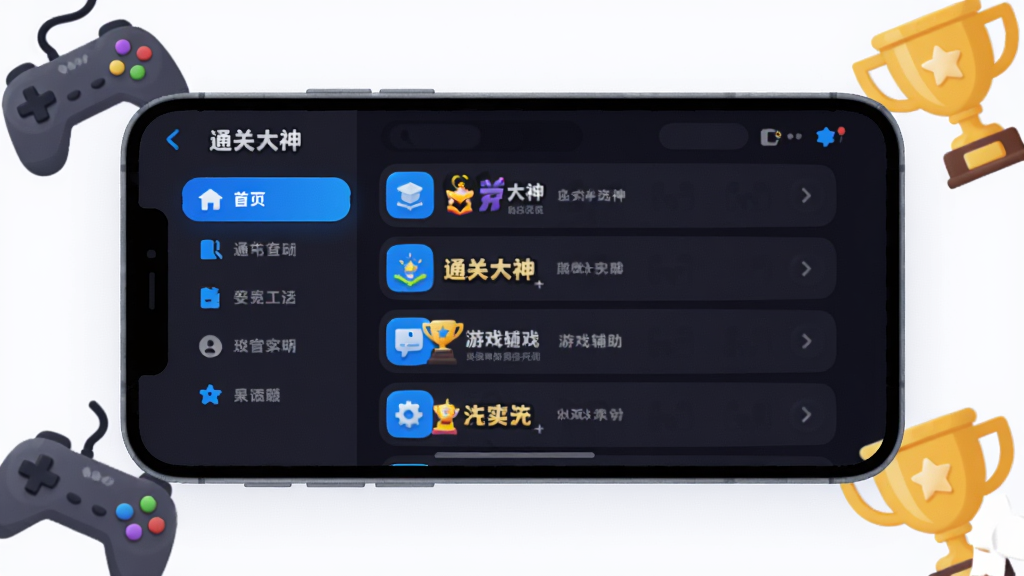 ����������һ��������õ������ֻ�����Ļ����ʾ�š�ͨ�ش��񡱵����������棬������Ƽ�࣬����ɫ������������ɫ����ͼ�꣬����ǹ��ܵ��������Ҳ�����Ϸ����ѡ���б�����Χɢ���ż�����Ϸ�ֱ���ͨ�ؽ����Ŀ�ͨͼ�꣬���岼�ָɾ����࣬����ִ���ƽ����ϸ��Բ�󣬻��������������޶�������Ԫ��
