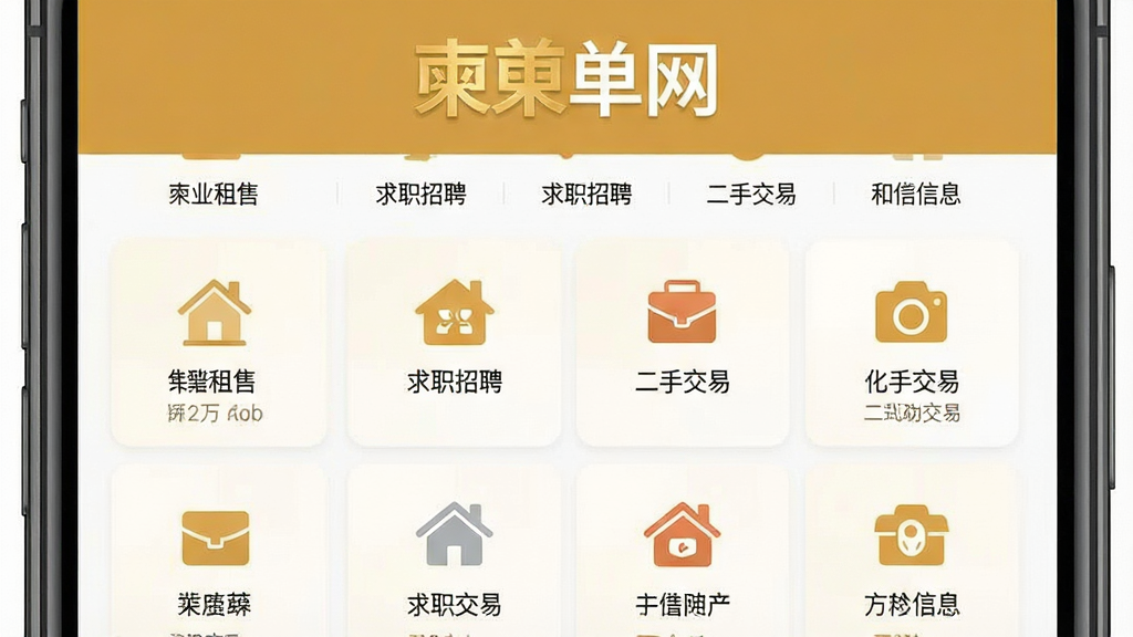 һ���ֻ�Ӧ�ý����ͼ�����������Ǽ�����APP����ҳ��������ʾ��ɫ�Ͱ�ɫ����ġ���������Logo���·��Ƿ�����Ϣ�ٲ������֣������������ۡ���ְ��Ƹ�����ֽ��׵�ͼ����ڣ�����ɫ����ů�����������ɾ���࣬����ִ���ƽ����ϸ�����������ʸɾ��޶���Ԫ��