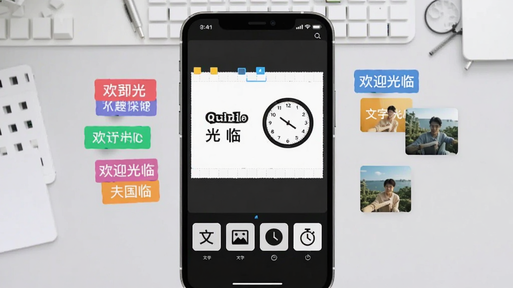 HikMedio节目编辑界面手机截图,手机屏幕内显示编辑画布,画布上有