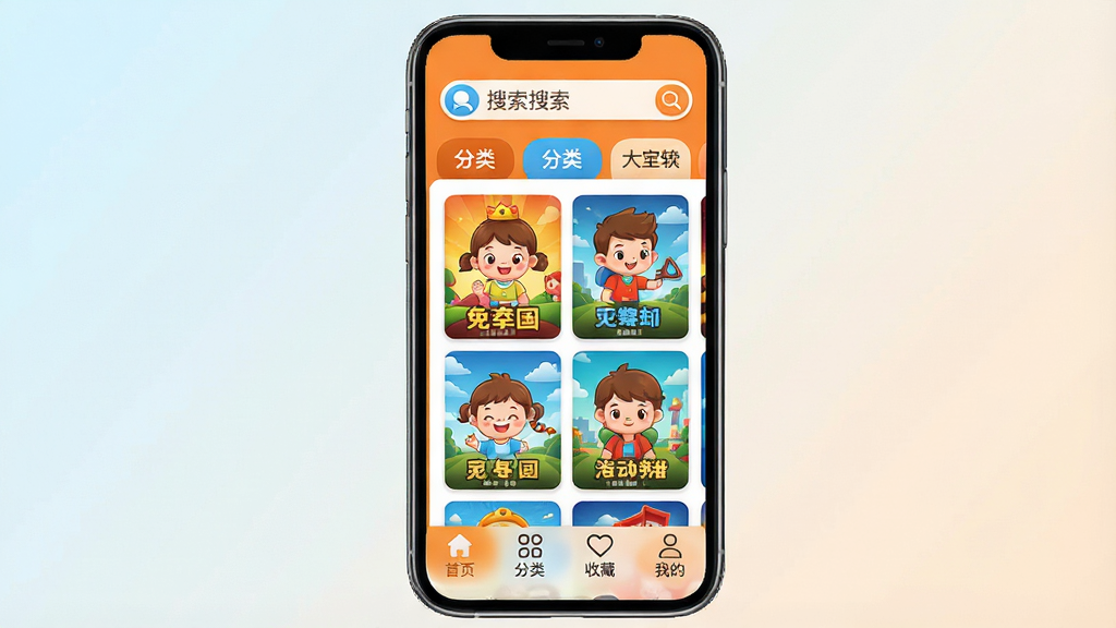 һ��չʾ�ٶ���Ѷ�����ȫ�����������Ч��ͼ�������������ֻ���Ļ����Ļ����ʾ�ٶ���Ѷ�����ȫ����ҳ���������������ͷ����ǩ���м��Ƕ���Ƭ�����������У��ײ�����ҳ�����ࡢ�ղء��ҵ��ĸ�������ť������ɫ���������ã��Գ�ɫ����ɫΪ��ɫ���������Ǽ���ǳɫ���䣬���ͨ�ɰ���ϸ������Բ�󣬻��ʸɾ����壬�޶�������Ԫ��