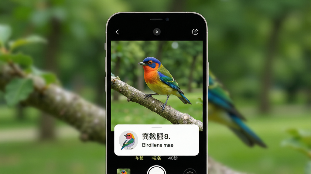һ��չʾBirdilensӦ�ú��Ľ�����ֻ���ĻЧ��ͼ�������������ֻ���Ļ����Ļ����ʾ���ȡ�����׼һֻվ����֦�ϵĲ�ɫС��ȡ�����·�����ʶ������Ƭ����Ƭ��д������������ƺ�ѧ�����������黯�Ĺ�԰��ֲ���������岼�����ֻ�Ϊ������з��ã����������Ȼ����ƽ����ƣ�ϸ�����ֻ��߿�Բ�󡢽������������ɱ棬���ʸɾ��������޶�������Ԫ��