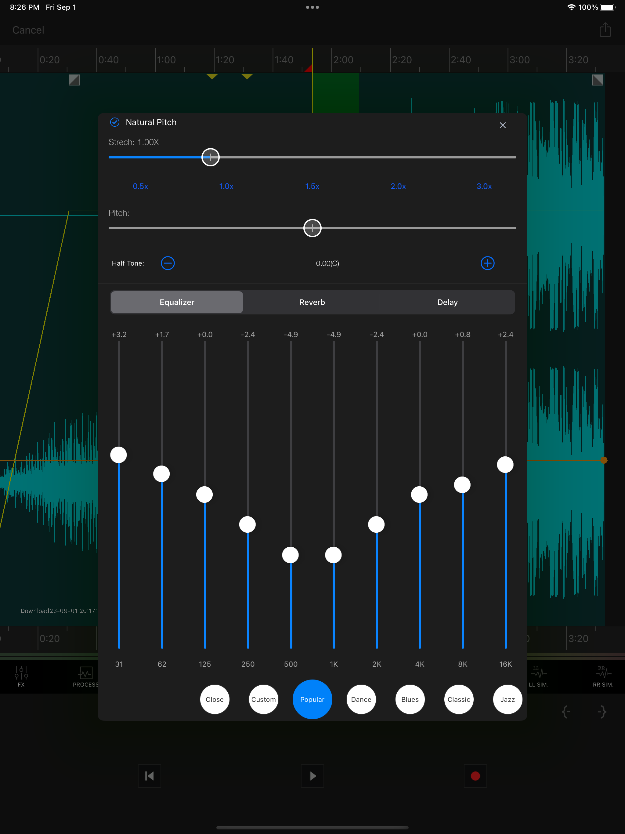 MechoEcho 设置界面 音效预设
