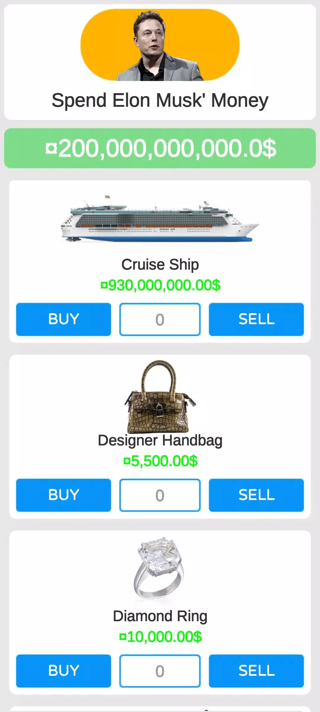 ��˹�˻�Ǯ��Ϸ�Ƹ�ģ���ѹ����(Spend Elon Musk Money)v19.3.1 ����Ƹ��ӻ�ģ����Ϸ