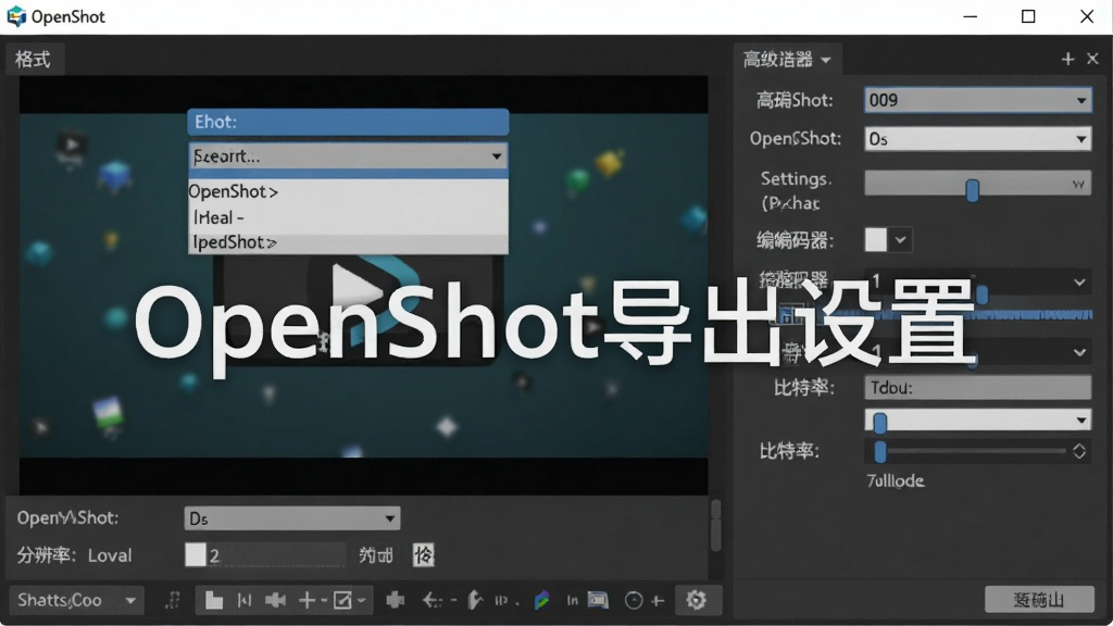 OpenShot��Ƶ�༭����pc�ͻ��˵���Ƶ�������ý����ͼ�������ǵ������ڣ���ʾ��ʽѡ�������˵��ͷֱ���ѡ��Ա��и߼�������壬�����������ͱ����ʵ�����������������ˣ�����ƽ��������������ͼƬ�ϴ������֡�OpenShot�������á�