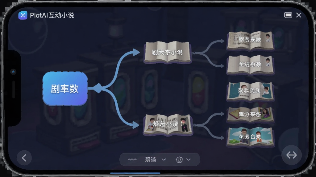 PlotAI互动小说app 剧情分支选择玩法界面