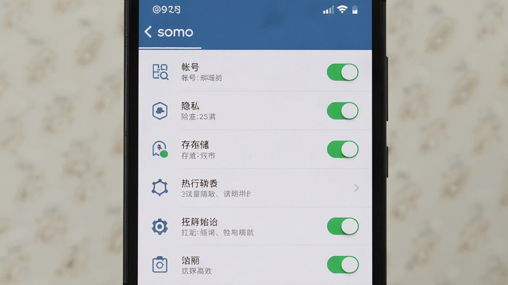 һ��չʾ somo ��ʱ ���ý�����ֻ���ͼ���������ֻ���Ļ��ʾ����ѡ���б��������˺š���˽���洢�ȣ�����Ϊ�б�ʽ���Ű�����������࣬ϸ�ڰ������ذ�ť��ͼ�꣬���ʸɾ��޶���Ԫ��