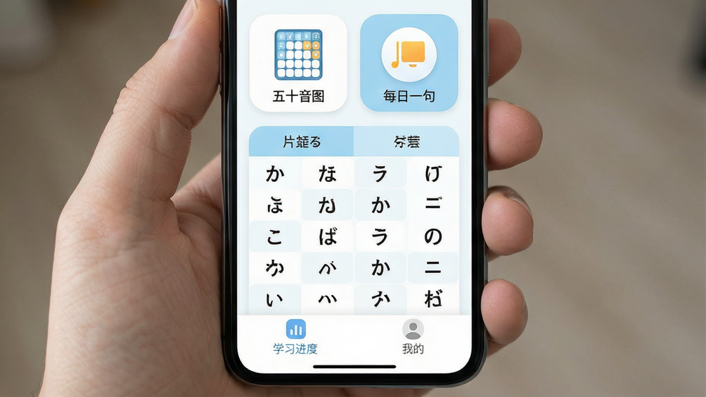 һ���ֻ���Ļչʾ��������ѧ��App�����棬���涥���С���ʮ��ͼ���͡�ÿ��һ�䡱����ģ��ͼ�꣬�м���ƽ������Ƭ�������ձ����ײ��С�ѧϰ���ȡ��͡��ҵġ�ѡ��������������£��԰�ɫ�͵���ɫΪ��ɫ��������������ͼ��Բ�󣬻��ʸɾ��޶���Ԫ��