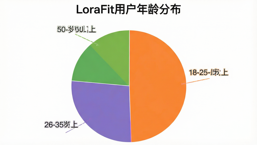 һ��չʾLoraFit�û����۵ı�״ͼ������Ϊ��LoraFit�û�����ֲ�������Ϊ18-25�ꡢ26-35�ꡢ36-50�ꡢ50�������ĸ����Σ�����26-35���û�ռ����󣬷���࣬ɫ�����죬ͼ�����������ʸɾ��޶���Ԫ��
