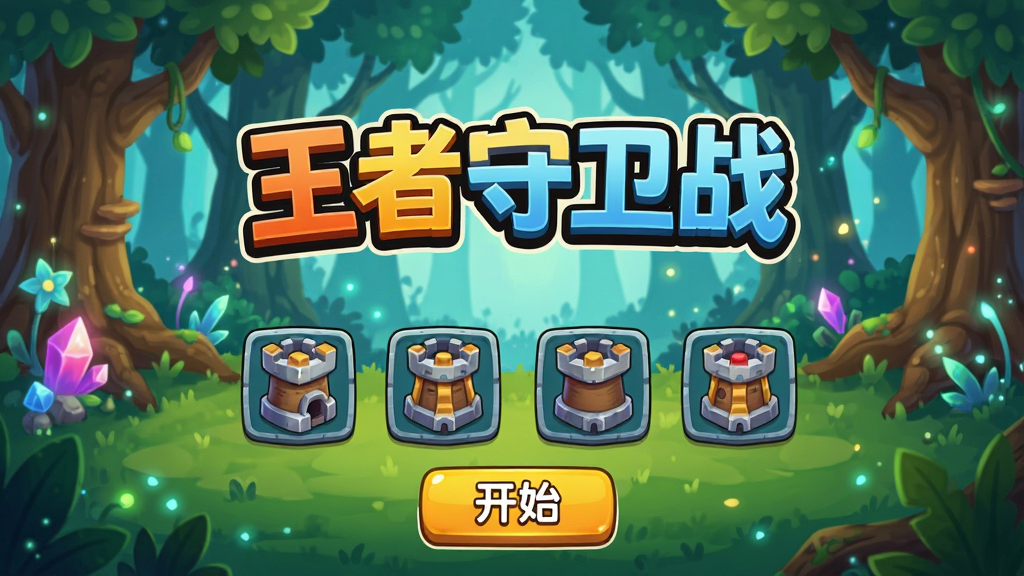 ��������ս��Ϸ�����棬��ͨ����м�����Ϸ���⡰��������ս����������ħ��ɭ�֣��·��ж��������ͼ��Ϳ�ʼ��ť�����岼��������ɫ�����������ʸɾ��޶���Ԫ��