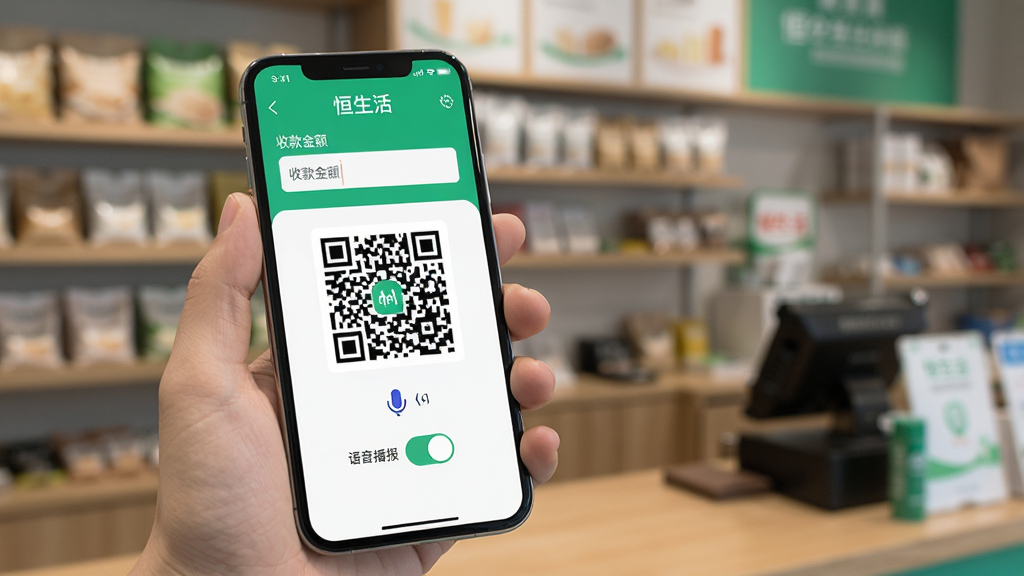 һ��չʾ�������APP�ո���ܵ�ͼƬ��������һֻ�������ֻ����ֻ���Ļ��ʾ����������տ��ά�룬�Ϸ��С��տ��������·��С��������������أ�������ģ���ĵ��̻���������Ϊ�ֻ��Ͷ�ά�룬����ƫ���Ű��࣬�����ʵ��ϸ�����������ʸɾ����޶���Ԫ�ء�