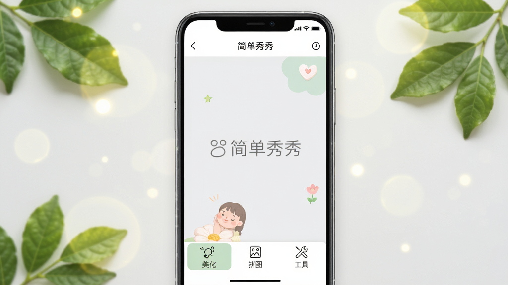 ͼƬչʾ�������㡱Ӧ�õ������棬�ֻ���Ļ���У��������������·��С�����������ƴͼ���������ߡ�����ѡ�������Ϊǳ��ɫ����Χ��׺�ż�Ƭ��Ҷ�͹�ߣ����������Ȼ��ϸ�ڷḻ�����ʸɾ��޶���Ԫ��