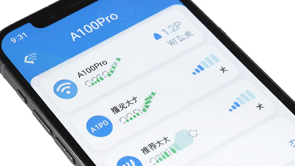 �ֻ���ĻչʾA100Pro��WiFiɨ�����б���ÿ�������Ա����źŸ������Ƽ�ָ��������������Ϊ��������ƽ���б����������ʸɾ���ͻ����������A100Pro