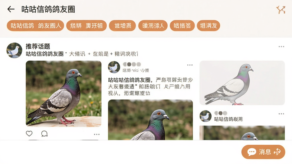 չʾ�����Ÿ����Ȧ����Ľ�ͼ���������Ƽ������ǩ���м��Ƕ�̬��Ϣ������ʾ���ѷ�����ͼƬ�����֣��ײ��Ƿ�������Ϣ��ť������࣬ɫ����ů��ϸ�ڷḻ�����ʸɾ�