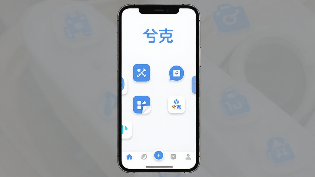 兮克应用主界面,手机屏幕内显示简洁的功能布局,顶部有“兮克”字样,中间为几个核心功能图标,底部导航栏清晰,整体风格现代扁平,以蓝白为主色调,画质干净无多余元素