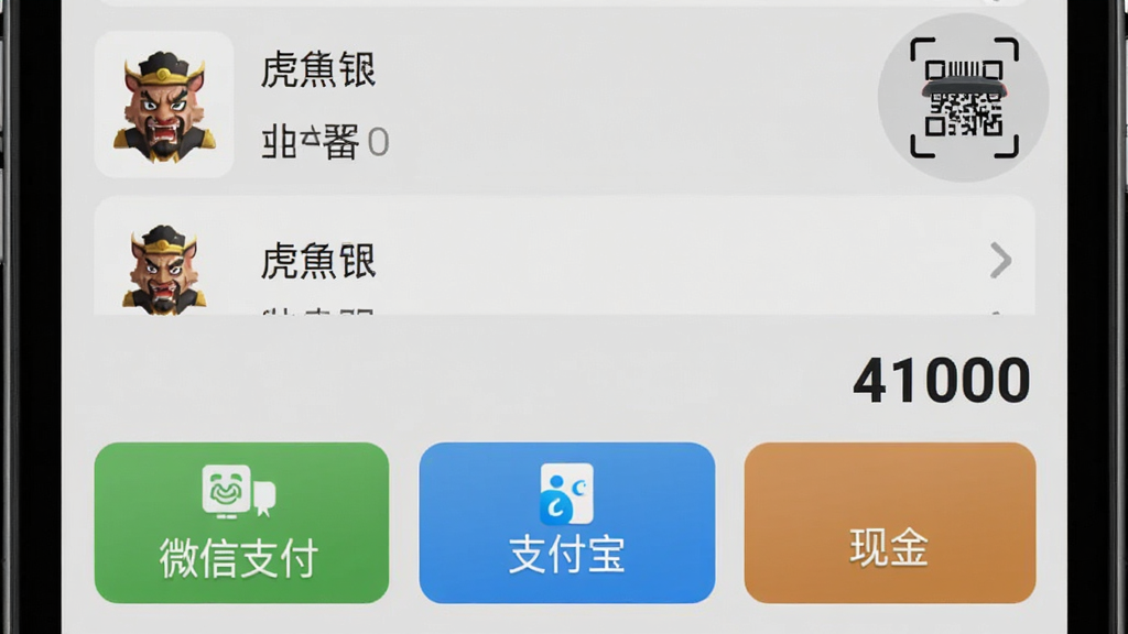 ��ͷ���������˽��棬�ֻ���Ļ��ʾ��Ʒ�嵥���ܼۣ��·��С�΢��֧��������֧�����������ֽ�������ť�����Ͻ���ɨ��ǹͼ�꣬����Ϊǳ��ɫ�����沼�ֽ��գ���ť������������дʵ�����ʸɾ��޶���Ԫ��