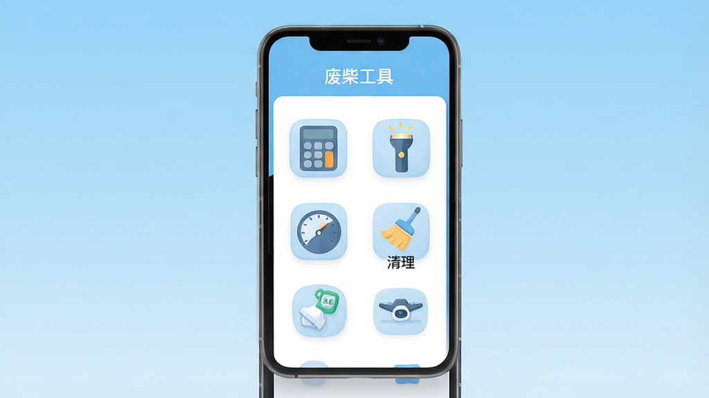 一幅现代扁平化风格的手机应用界面展示图,画面中央是一部智能手机,屏幕中显示