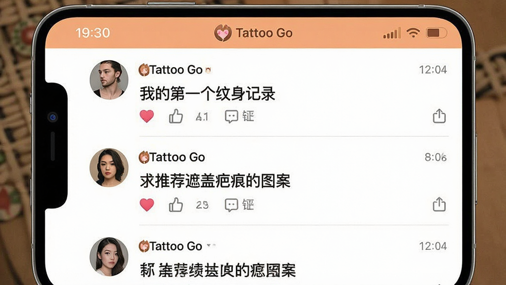 һ���ֻ���ͼչʾTattoo Go�����������������Ӱ�ʱ���������û�ͷ����ǳƣ����ӱ����硰�ҵĵ�һ��������¼���������Ƽ��ڸǰ̺۵�ͼ���������޺���������ʾ��������������ܰ���С�Tattoo Go��������ʶ�����ʸɾ�