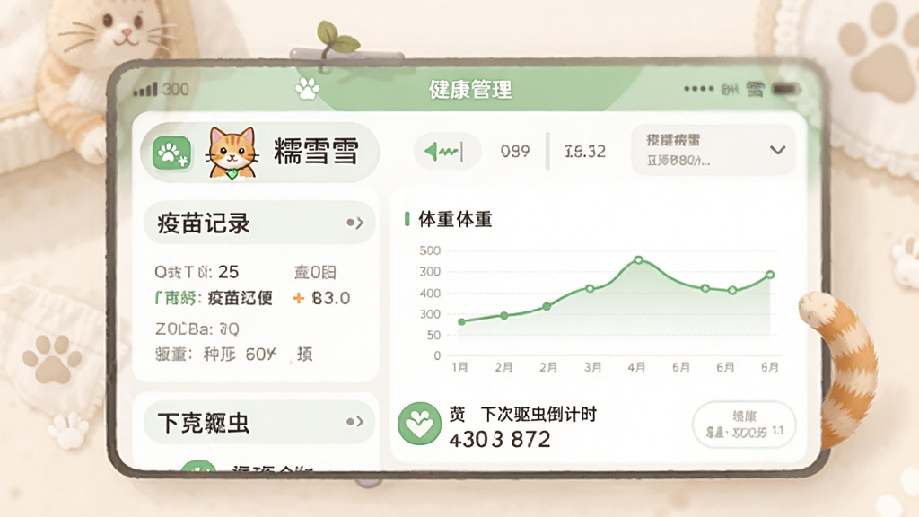 Ŵѩ����APP�Ľ����������棬��ʾһֻ��è�ĵ��Ӳ����������������¼����������ͼ���´����浹��ʱ�����沼��������������ɫͼ�����ܰ��ǳɫ��������������ˣ�ϸ�ھ��£����ʸɾ���
