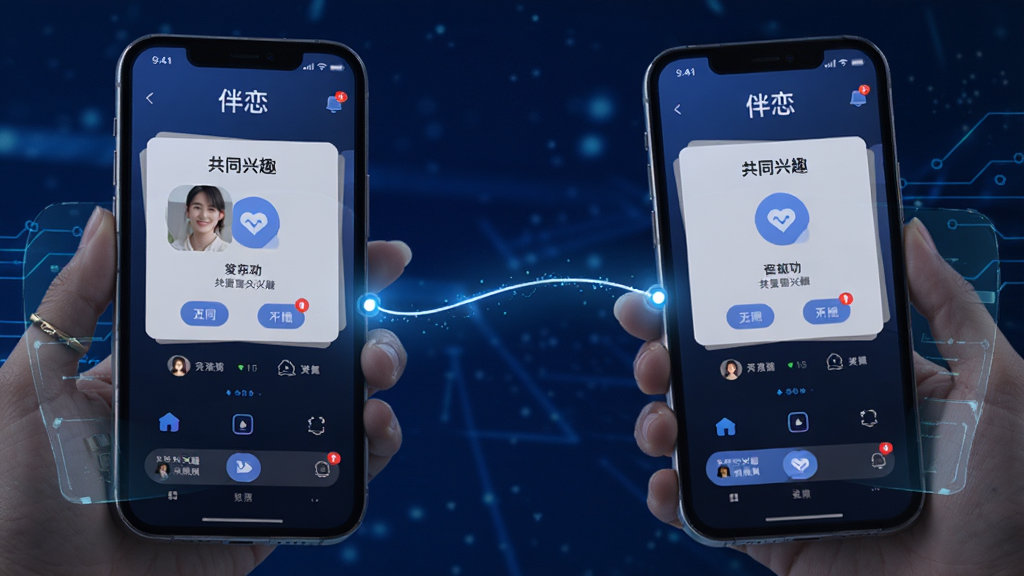 չʾ��������APP������ƥ�书�ܣ������������ֻ���Ļͨ��һ������������ӣ���Ļ����ʾ��ƥ��ɹ��Ŀ�Ƭ�͹�ͬ����Ȥ��ǩ�������ǿƼ��е���ɫ���������������Ű��࣬����ִ���ϸ�ڷḻ�����ʸɾ���