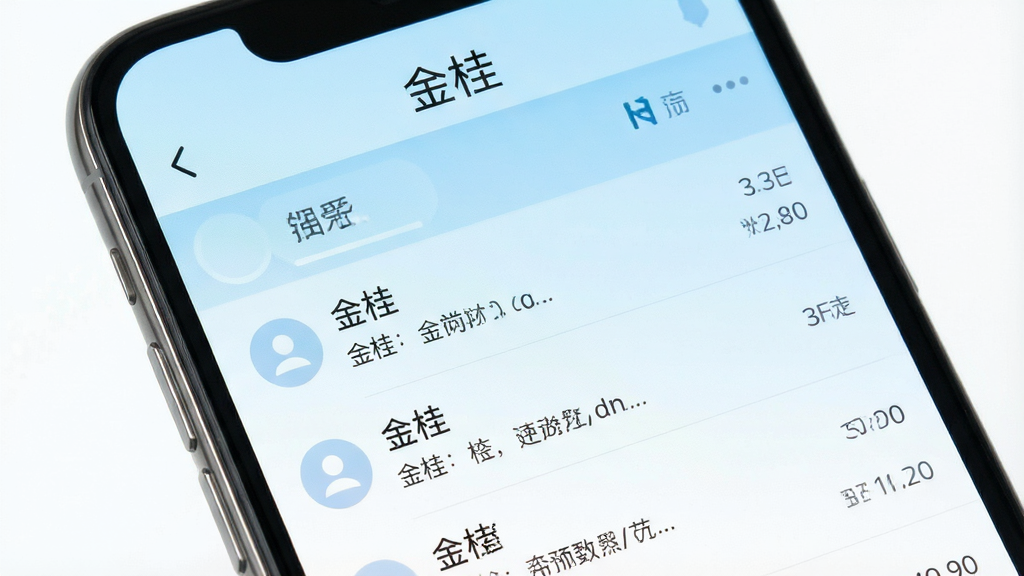 一张手机屏幕正面特写,屏幕中显示名为“金桂”的聊天应用主界面,顶部有“金桂”二字,下方是简洁的对话列表,背景为浅蓝色渐变,整体风格干净明亮,画质高清,无多余元素