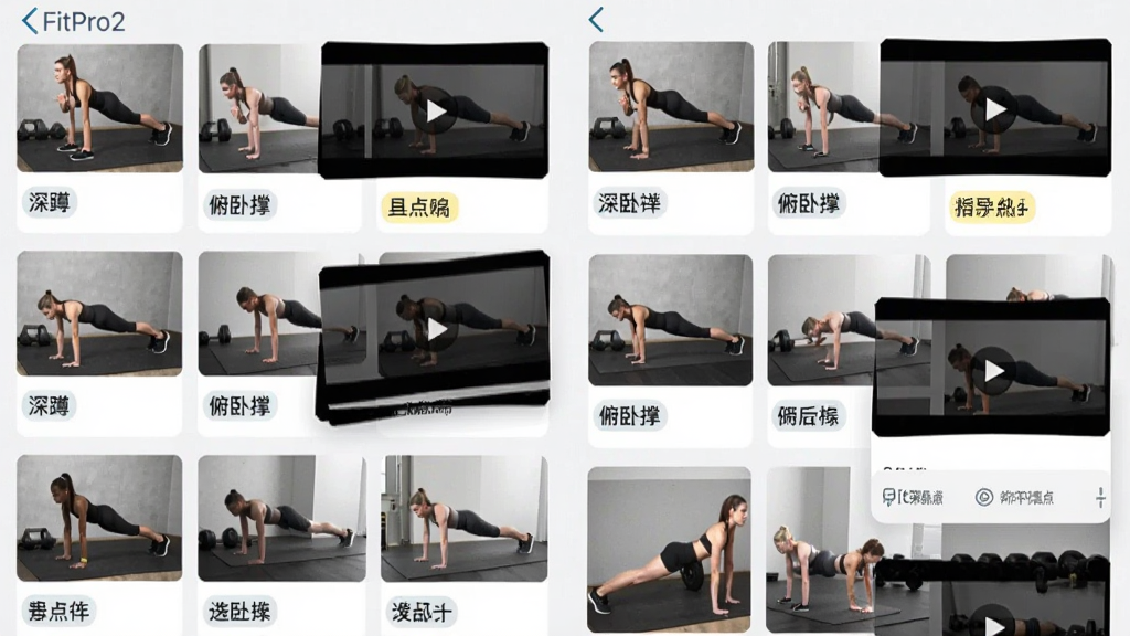 չʾFitPro2�����������ֻ���ͼ���������������еĶ�����Ƭ��ÿ�ſ�Ƭ����һ����������������ͼ�����ƣ���