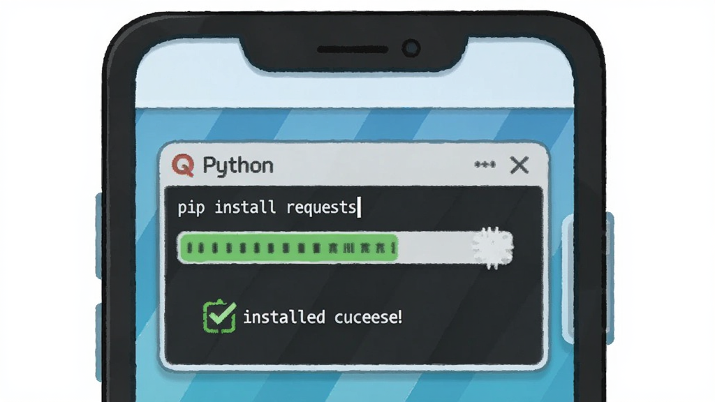 һ�Ų廭����QPython�İ��������ܣ�������һ���ֻ���Ļ����Ļ����һ���ն˴��ڣ�����ִ�С�pip install requests������Ա������ؽ������Ͱ�װ�ɹ�����ʾ���������࣬ɫ�����죬ϸ�����������ʸɾ����޶���Ԫ��