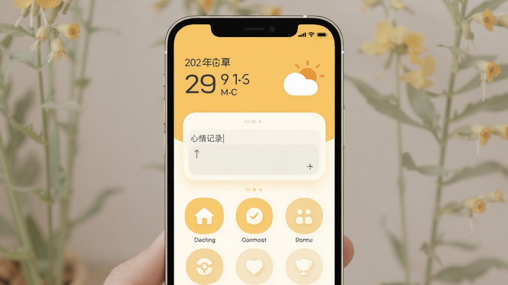 �¼�������������չʾ���������ֻ���Ļռ�ݻ������룬���ּ�࣬�Ϸ������ں��������м��������¼������·��Ǽ���Բ��Ĺ���ͼ�꣬�Ű�ɾ����׶࣬����ƽ������ů��ɫ���װ�ɫΪ��ɫ����ϸ����ͣ����������ɾ����޶���Ԫ�ء�