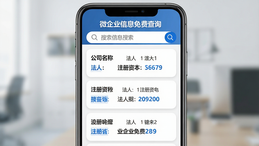 ���⣺��ҵ��Ϣ�������棬�ֻ�����ʾ��΢��ҵ��Ϣ��Ѳ�ѯ�����������ҳ��������˾���ơ����ˡ�ע���ʱ����ֶΡ����֣��ֻ����У������б�������ÿ����Ϣ�зָ��ߡ��Ű棺�ֶ����Ӵ֣����ݶ��롣��񣺼��������ɫ�����ؼ���Ϣ��ϸ�ڣ��������зŴ�ͼ�꣬�����ƬԲ����ơ����ʣ����壬�ɾ��޶���Ԫ��