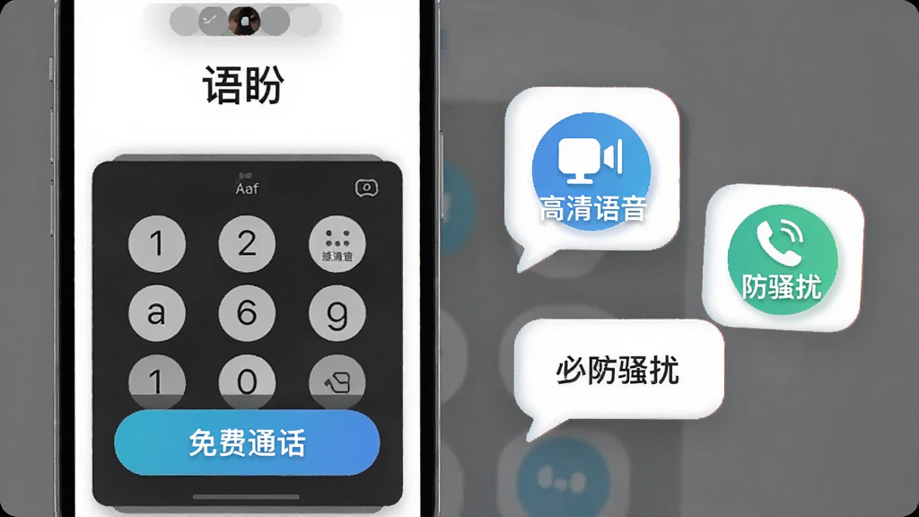 һ�ź���ֻ�Ӧ������ͼ�������ǡ����Ρ�APP�Ľ���չʾ�����Ϊ�ֻ�����Ļ����Ļ������ʾ���ż��̺͡����ͨ������ť���Ҳ������š���������������ɧ�š�������ͼ�꣬���岼�ָɾ���Լ������ִ���ƽ��ϸ��Բ�󣬻��ʸɾ��޶���Ԫ�أ�ͼƬ�����С����Ρ����֡�