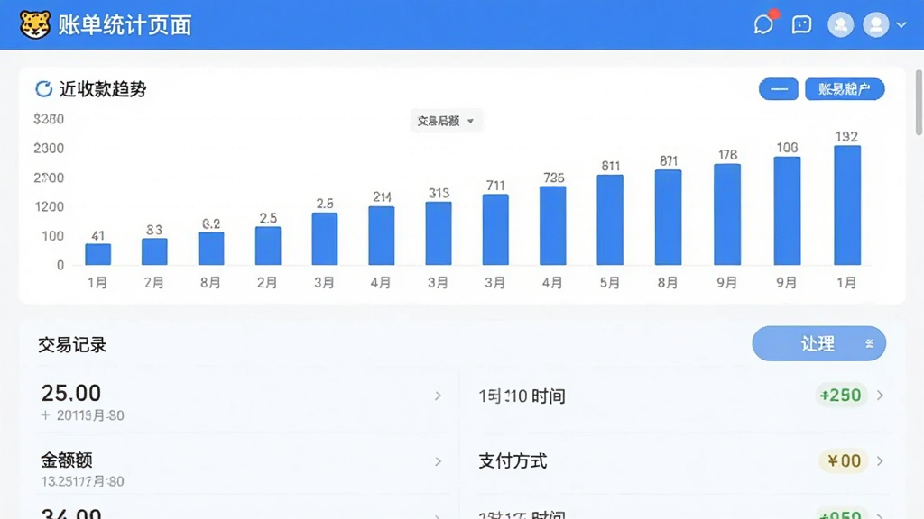 ͼƬչʾС�����̻��˵��˵�ͳ��ҳ�棬����״ͼչʾ��һ�ܵ��տ����ƣ��·��г����׼�¼��ÿ����¼������ʱ�䡢֧����ʽ������������ɫ����Ϣ���������ʸɾ�