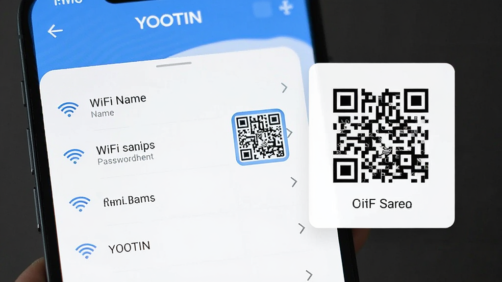 �ֻ���Ļ��ʾYOOTIN��WiFi����������棬һ��WiFi���ƺ�������б����Ա���һ����ά��ͼ�꣬����󵯳���ά��������棬�������࣬������ɫ���������������ʸɾ�