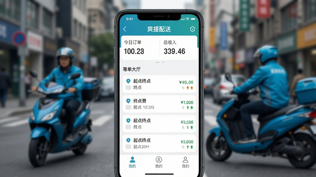 ��������Ϊһ�������ֻ���Ļ��д����Ļ����ʾ��ˬ�����͡�APP�����棬���涥���С����ն������͡������롱���֣��м������������б���ÿ����ʾ����յ�����ͷѣ��ײ��С��ҵġ�ѡ�������Ϊ�ֻ����У�������ģ���ĳ��нֵ���������Ӱ���Ű�ɾ�������ִ���ƽ��ϸ�ڰ�������ͼ����ź�ͼ�꣬���ʸ��壬�ɾ��޶���Ԫ�ء�