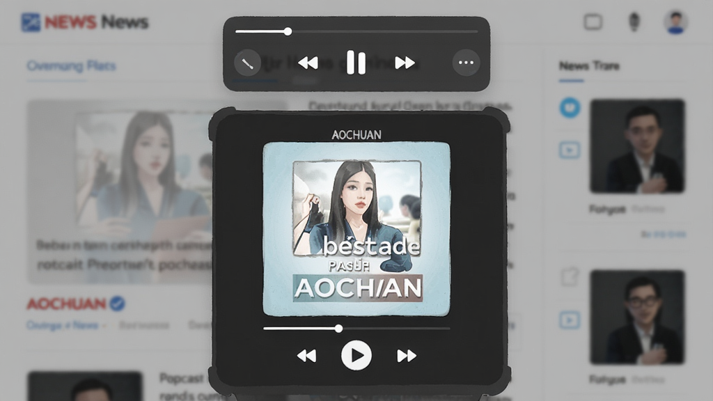 һ���������ֲ廭�������ǡ�AOCHUAN���������ں�̨������Ƶʱ�Ľ��棬������ʾһ�����ڲ��ŵĲ��ͽ�Ŀ���棬������ģ���������Ķ����棬��������������С������������������ƽ��ϸ��չʾ�����������������ʸɾ��޶���Ԫ�ء�
