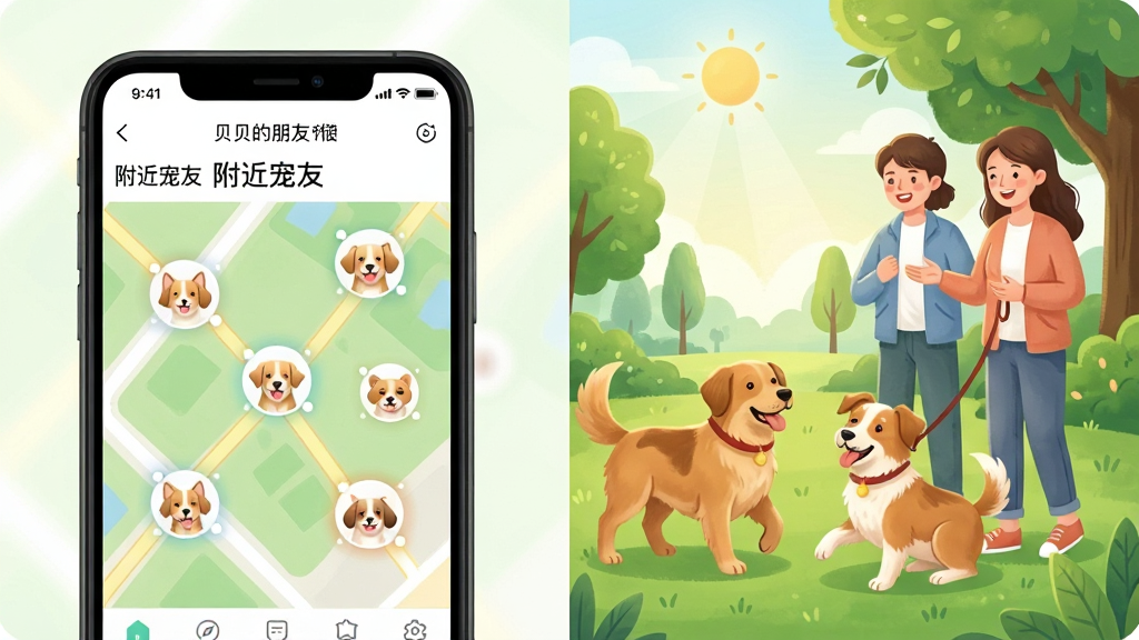 һ��չʾ�����������ѡ�APP���������ѡ����ܵĲ廭�������Ϊ���������֣�������ֻ����棬��Ļ���е�ͼ�ͼ�������ͷ������������ʾ�������ĳ��ѡ��������ұ�����ֻ�����ڹ�԰��������ˣ��������վ���Ա�΢Ц���졣���������ⰻȻ�Ĺ�԰���������ģ����������Ȼ������ɾ���ɫ����ͣ��������ڵ���