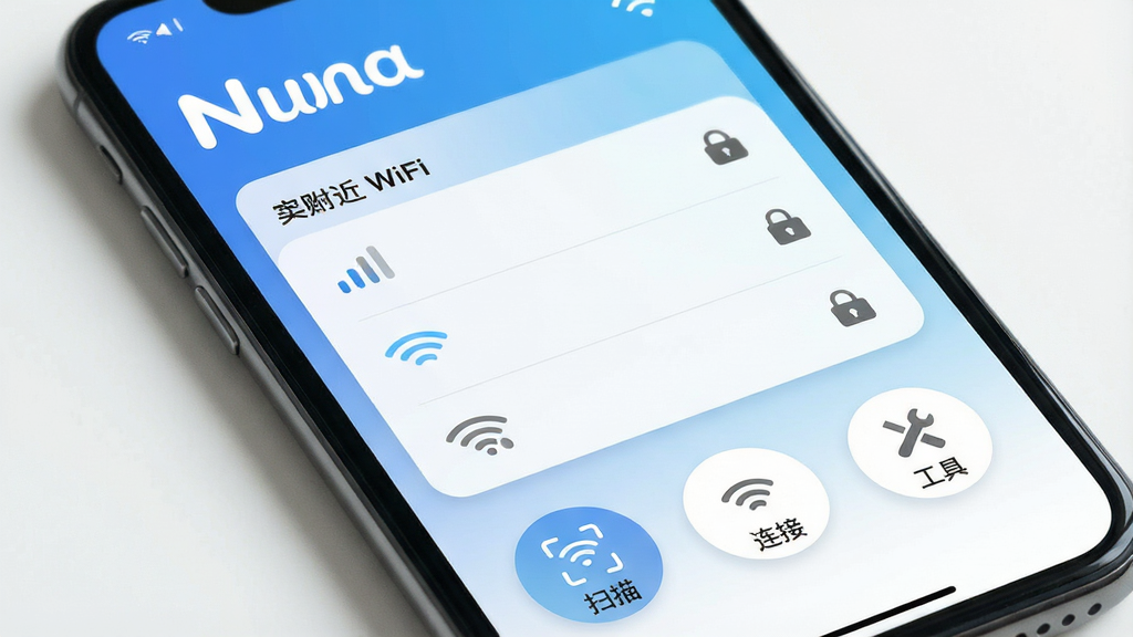 һ�������ֻ���Ļ��д����Ļ��ʾNunaӦ�������棬���������׽���Ϊ��ɫ����������