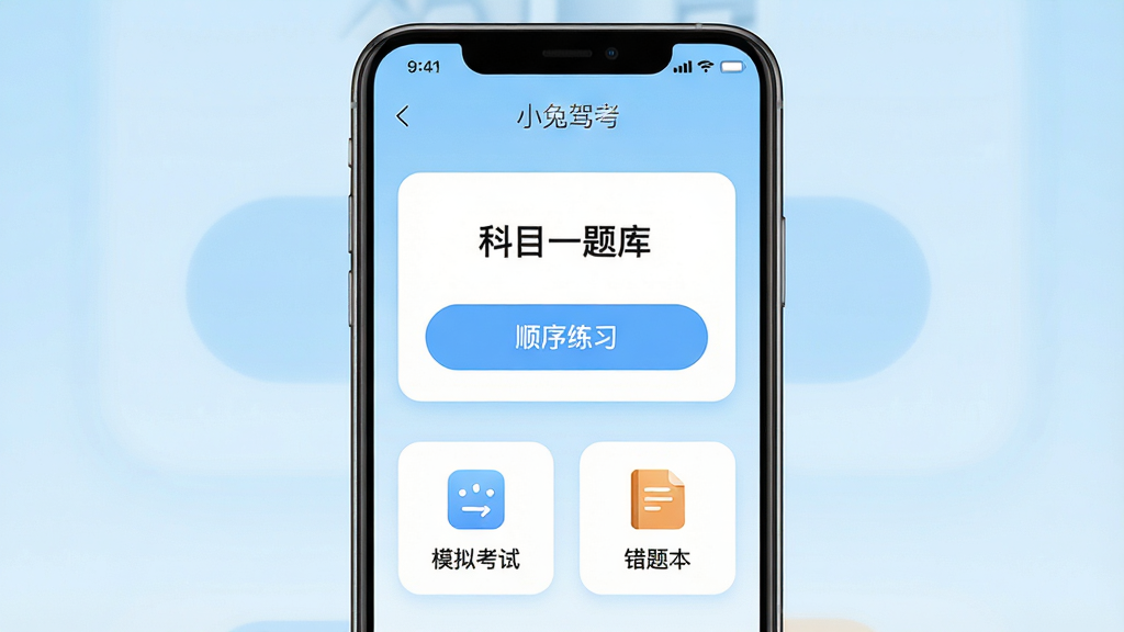 һ�Ÿ����ֻ���ͼ��չʾ��С�üݿ���App�����棬����Ϊǳ��ɫ���䣬����������ʾ����Ŀһ��⡱�͡�˳����ϰ����ť���·��С�ģ�⿼�ԡ��͡����Ȿ��ͼ�꣬������Ƽ���ִ���Բ�ǿ�Ƭ��񣬻��ʸɾ��޶���Ԫ��