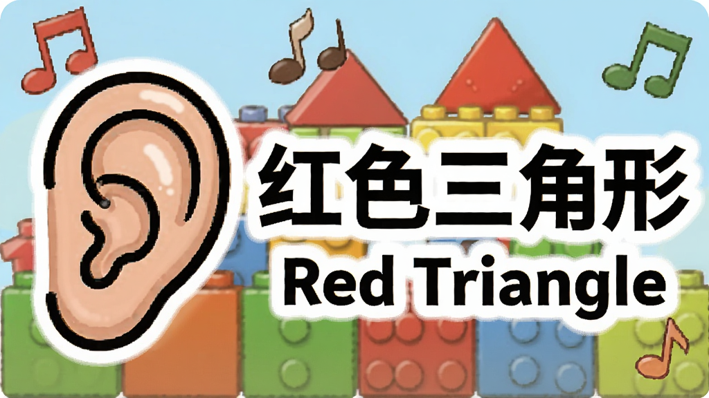 һ����ͨ���Ķ���ͼ������Ӣ�ĵ��ʡ���ɫ�����Ρ��͡�Red Triangle������չʾ�������Ƕ�ʵĻ�ľ�ѣ���Χ���������ţ����幹ͼ���⣬���ÿɰ���2D������������������У����������ɾ����޶���Ԫ��