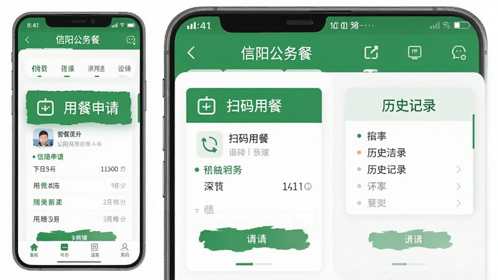 һ���ֻ�Ӧ�ý�ͼ���ͼƬ������Ϊ����������͡�APP�Ľ���Ԥ������������չʾ��ҳ���ò����롢ɨ���òͺ���ʷ��¼ģ�飬�Ű��࣬����ƽ����ƣ�ϸ�ڰ�����ɫ��ɫ���Ͱ�ɫ���������ֹ����ò͵Ĺ淶���ݣ����ʸɾ��޶���Ԫ�ء�