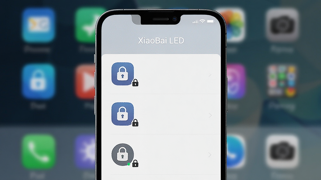 一个智能手机界面,屏幕显示应用锁设置页面,页面顶部有