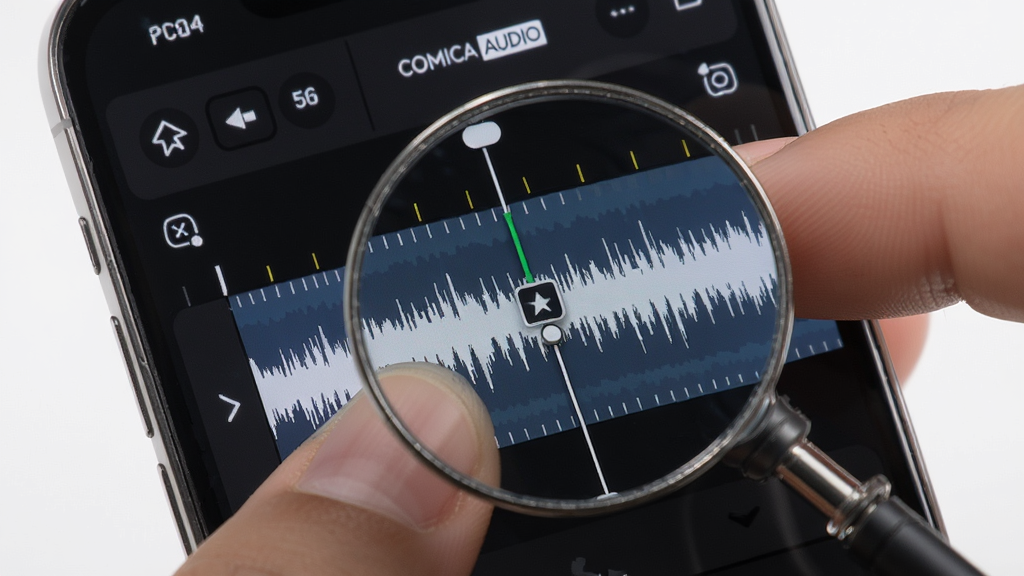 һ��չʾComica Audio�������ܵ�ͼƬ������Ϊ��ָ���ֻ���Ļ���϶���Ƶ�����ϵļ����㣬����Ŵ���ʾ��ϸ�Ĳ��ο̶ȣ����ָɾ������дʵ��ϸ�����������ʸɾ��޶���Ԫ��