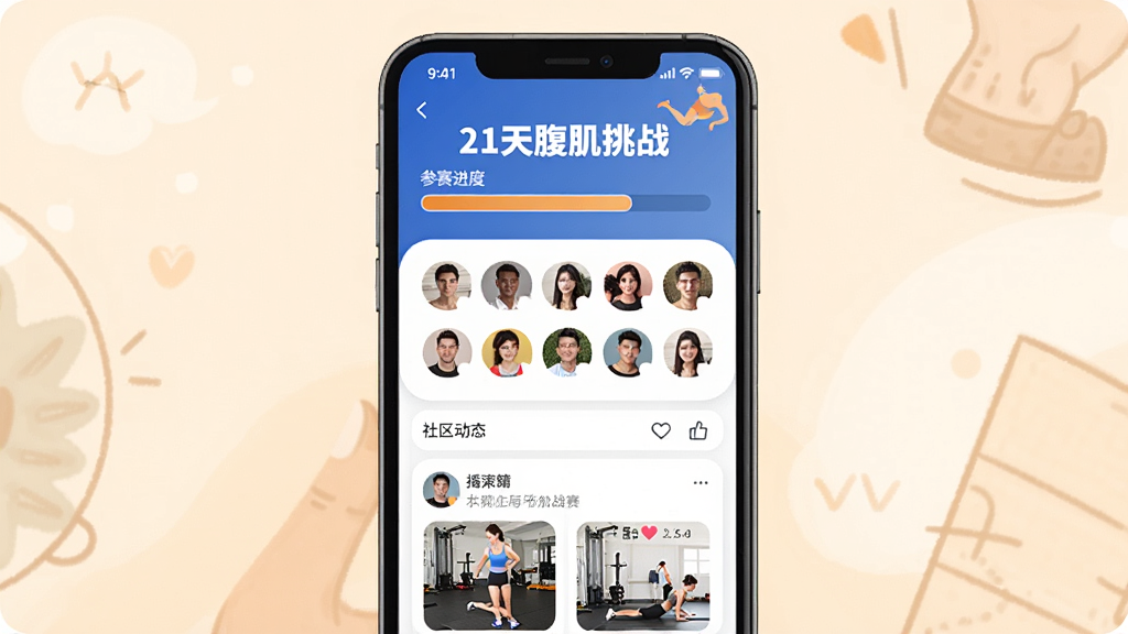 һ��չʾ�����б�App������ս��ҳ��Ĳ�ͼ�������������ֻ���Ļ��ʾһ����21�츹����ս���Ļҳ�棬�н������Ͳ�����ͷ��ǽ���·���������̬�����ܿ����û�������ѵ����Ƭ�͵������ۣ���������ů�л������������ɫ��׺�����ʸɾ��޶���Ԫ��