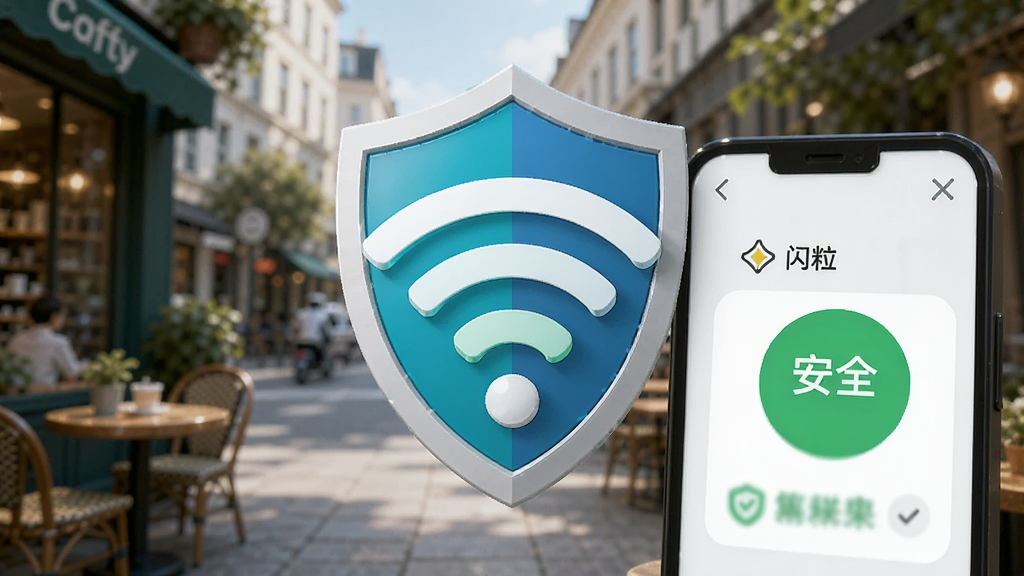 һ������ͼ�긲����WiFi�ź�֮�ϣ������ǳ��нֵ��ϵĿ��ȹݣ�������ʾ���������İ�ȫ��������С���ȫ����ɫ������������£����ʸɾ����޶���Ԫ�ء�