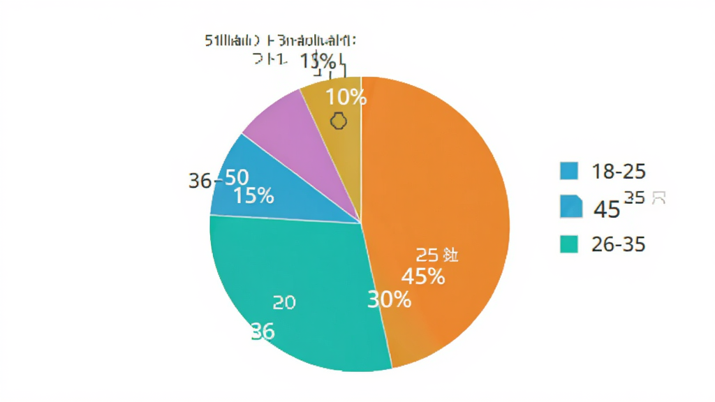 趣卡社抽卡机用户年龄段分布饼状图,图中显示18-25岁占45%,26-35岁占30%,36-50岁占15%,51岁以上占10%,配色鲜艳,图表清晰,风格简约现代,画质高清干净,无多余元素
