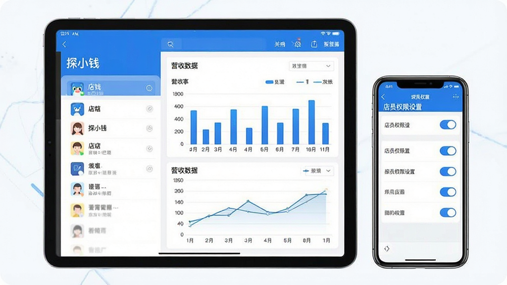 һ��ƽ����Ժ��ֻ�������ʾ�Ľ�ͼ��ƽ���������ʾ��̽СǮ��APP���˻�����ҳ�棬ҳ������ǵ����б����Ҳ�����ϸ��Ӫ������ͼ����������״ͼ������ͼ���ֻ���Ļ����ʾ��ԱȨ�����ý��棬�ж������ѡ�����������רҵ��������ɫ���������������ʸɾ����Ƽ�����ʵ���Խ�ϣ��޶���Ԫ��