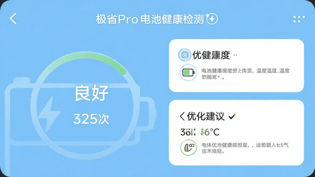 ��ʡPro��ؽ��������棬��ʾ��ؽ����ȡ����á���ѭ��������325�Ρ����¶ȡ�36�桱���������Ż����鿨Ƭ��������ǳ��ɫΪ�����е������ͼ�꣬�ɾ����࣬��ƽ����񣬻���������