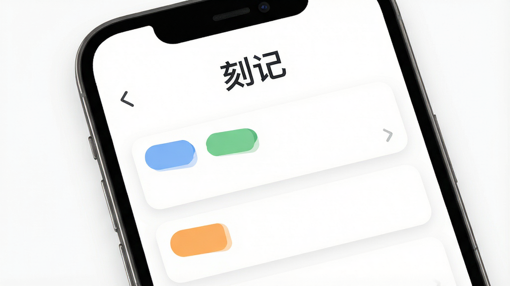 һ���ֻ�Ӧ�ý���ĸ���չʾͼ������Ϊ���̼ǡ�app�������棬���ü�����Ʒ���Ϸ��С��̼ǡ����ֱ�ʶ���·��Ǽ�����ɫ��ǩ�ıʼǿ�Ƭ������Ϊ�ɾ��Ĵ���ɫ�������Ű����࣬����ƽ����ϸ��Բ�󣬻��ʸɾ����޶���Ԫ�ء�