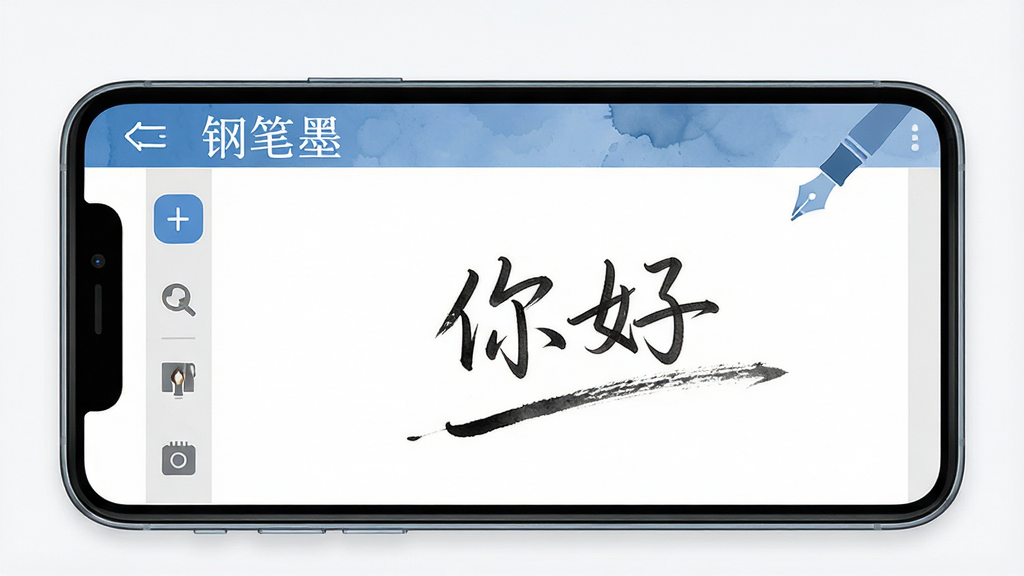 ���壺�ֱ�īApp�Ľ���չʾ��һ�������ֻ���Ļ��ʾ��д�ʼ�ҳ�棬ҳ�涥���С��ֱ�ī�����������֣��ֻ����У���Ļ���������ɼ�������й��������Ҳ�Ϊ�հ���д������������д�ġ���á������֡��Ű棺���ı�ƽ����ƣ�����ͼ���������롣����ִ���Լ����һ�㸴�Ÿֱ�Ԫ�أ�ɫ���԰ס�������Ϊ����ϸ�ڣ���Ļ������д�ʵ�ͼ�꣬�ʼ�������ī���С����ʣ�������Ⱦ���ɾ��޶���Ԫ�ء�