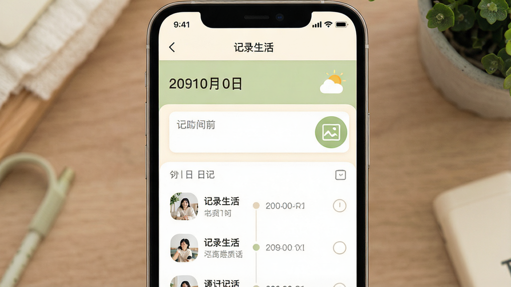 һ��չʾ����¼���Ӧ���������ͼƬ�����沼��������������ʾ���ں�����ͼ�꣬�м�����������������Ƭ���Ӱ�ť���·���ʱ������ʽ���ռ��б�������������ܰ����ů��ɫ�͵���ɫΪ��ɫ�������ʸɾ��޶���Ԫ�أ����ֲ�����ʾ����¼���Ӧ�����ơ�