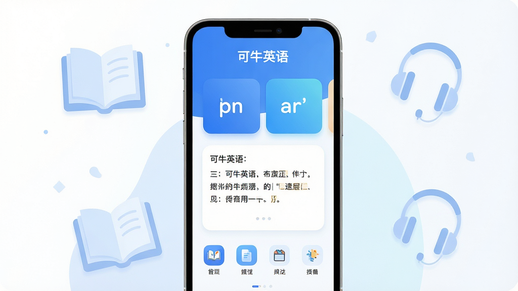 ���壺��ţӢ��APP���ֻ�����չʾ����������������ɫ��Ϊ���ף���Ļ����ʾ���ʿ�Ƭ�����䣬�����е������鱾�Ͷ���ͼ�ꡣ���֣��ֻ����У�����Ԫ�������ɼ��������С���ţӢ��������·�����ͼ���������롣�Ű棺ͻ��APP���棬��Χ���ף�������͵Ľ��䱳��������ִ���ƽ�����廭�У�ɫ�����¡�ϸ�ڣ���Ļ���ݸ�����ʾ����Բ�Ǳ߿򣬻��ʸɾ��޶���Ԫ�ء�